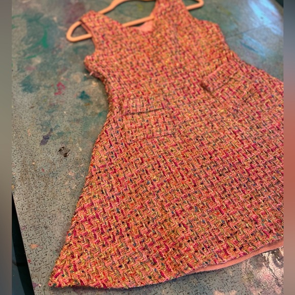 Pink Metallic Tweed Dress - Picture 4 of 10